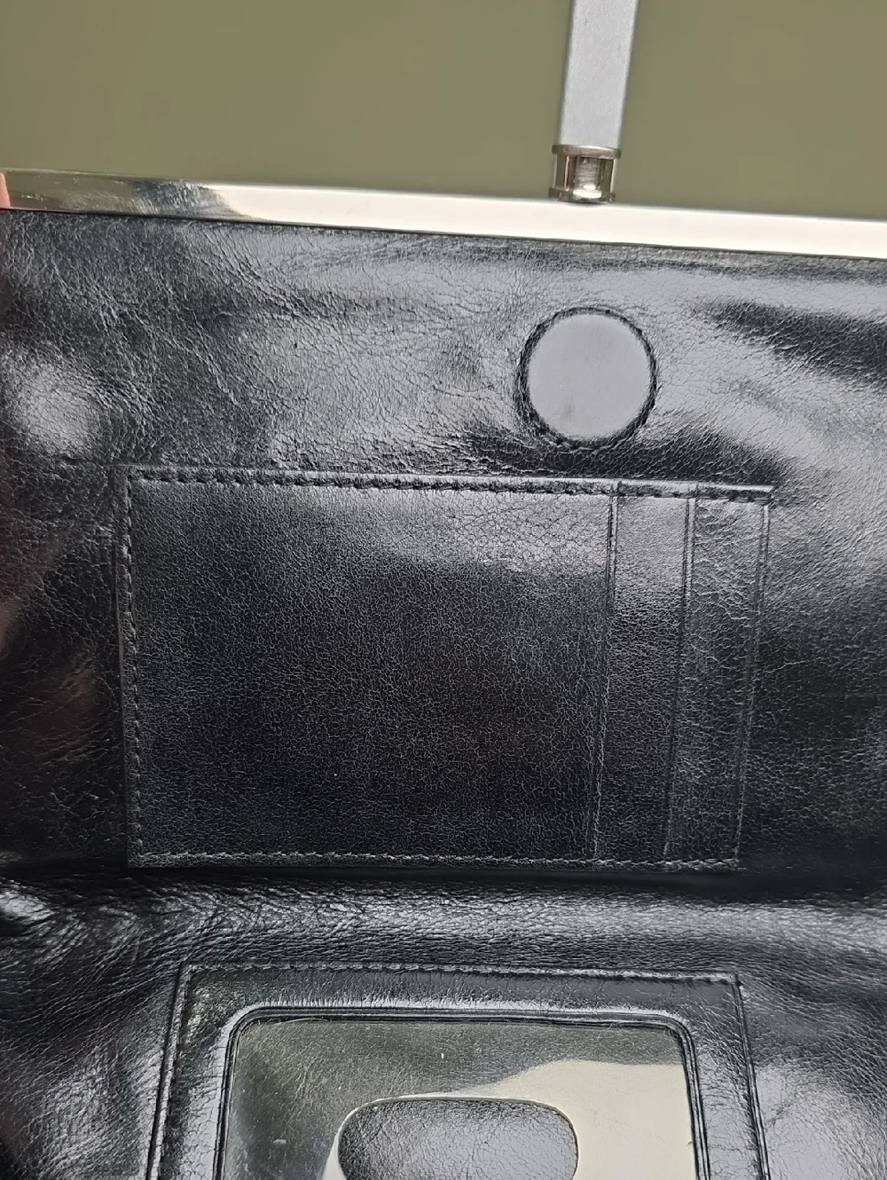 HOBO Black Leather Floral Embossed "Lauren" Double Snap Fold Open Clutch EUC - Picture 11 of 15